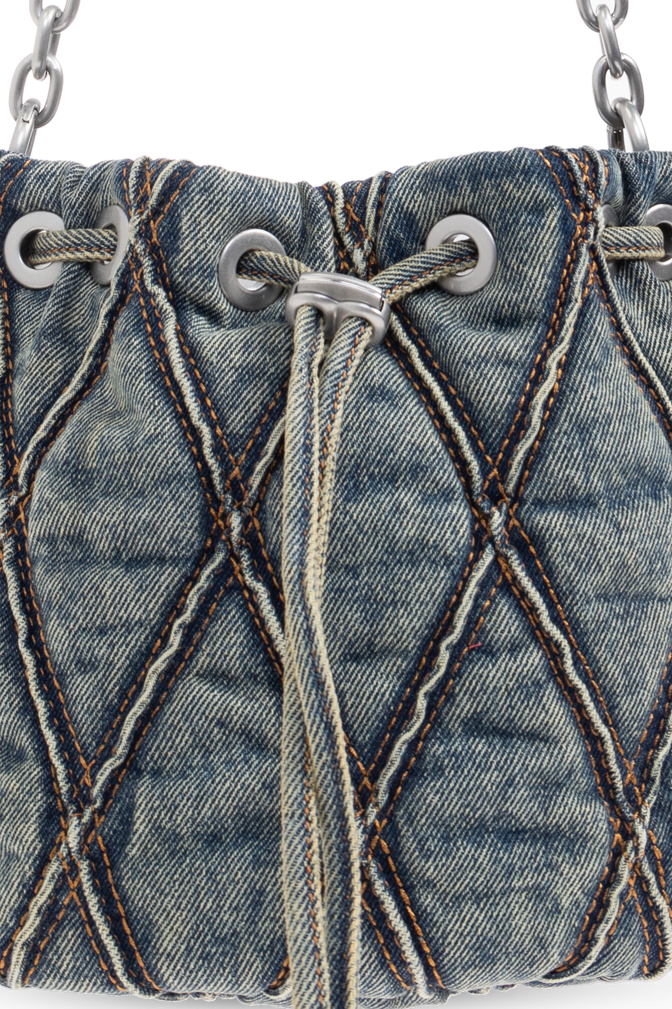 ハンドバッグ DIESEL HAND BAG (X10363P5570 HA001) Women's Charm-D-Large hobo in argyle quilted denim | Blue